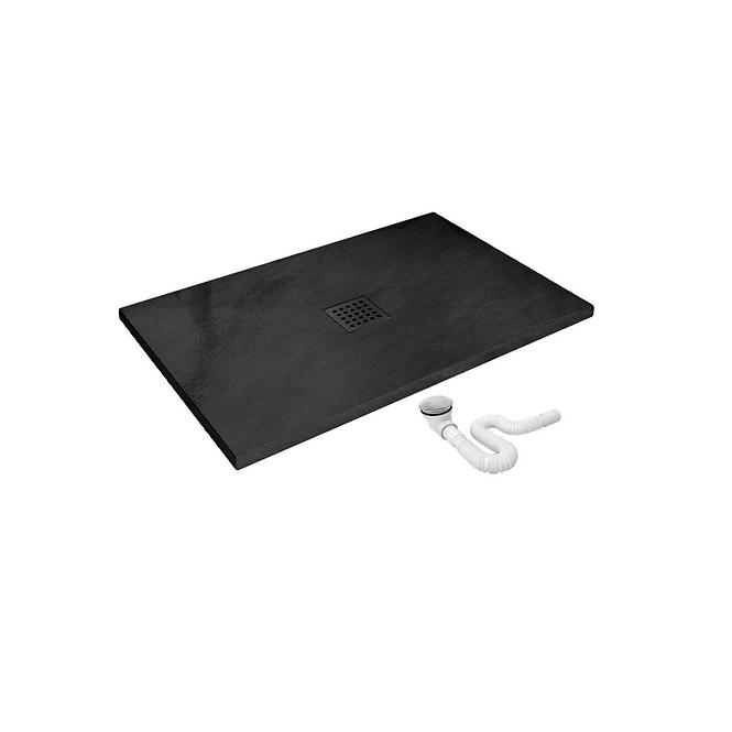 Rea-k4579 pravokutna tuš kada rock black 80x120
