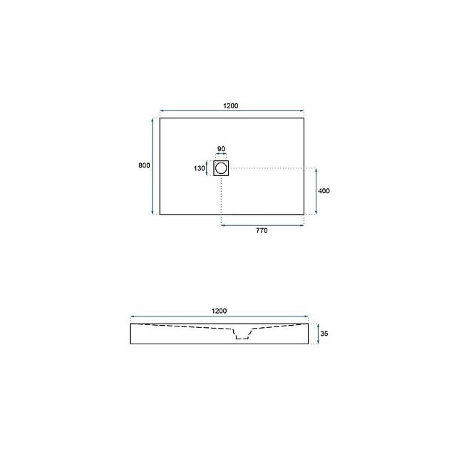 Rea-k4579 pravokutna tuš kada rock black 80x120,2