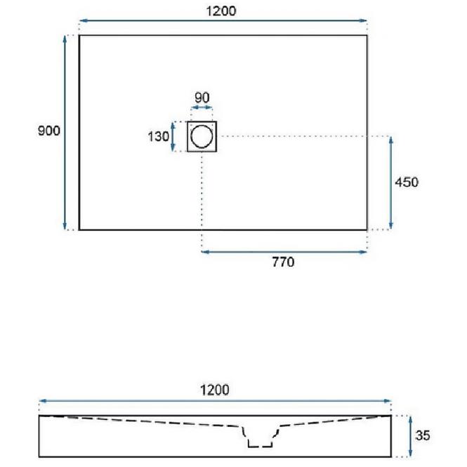 Rea-k4580 pravokutna tuš kada rock black 90x120