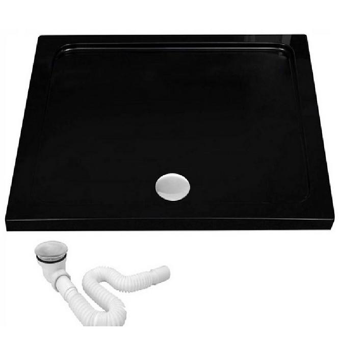Rea-k4804 kvadratna tuš kada savoy black 80x80+syfon