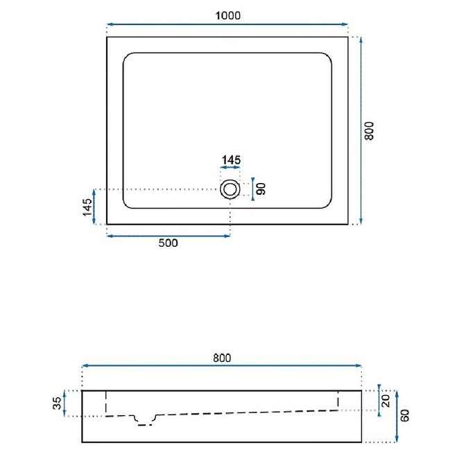 Rea-k5332 pravokutna tuš kada savoy white 80x100+syfon,3