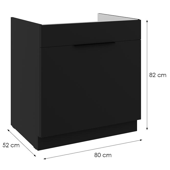 Kuhinjski ormarić Siena crni mat 80ZL 1S BB
