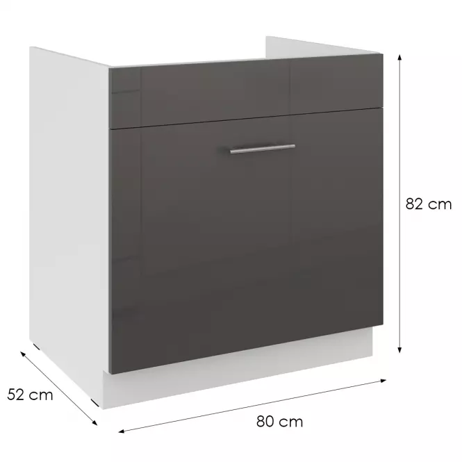 Kuhinjski ormarić Lara grey 80ZL 1S BB,2