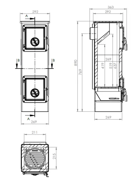 Čelična peć EVA 5,3 KW