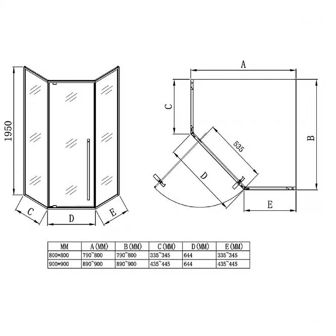 Tuš kabina Light 80x80x195 Black,4