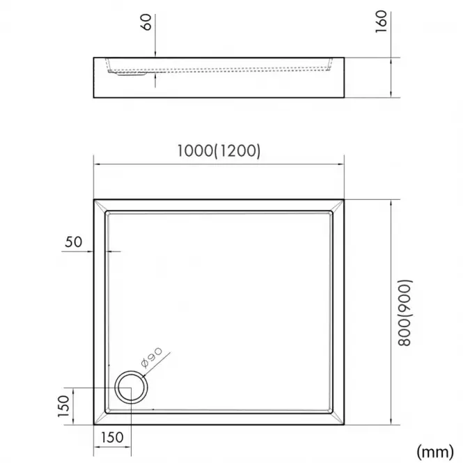 TUŠ KADA  ASTRIX 90X120X16 BIJELA STRUKTURA AQM4747BS,2