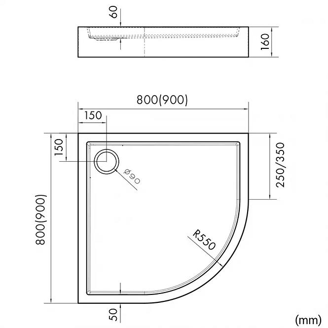TUŠ KADA POL ASTRIX 90X90X16 BIJELA STRUKTURA AQM4734BST,2