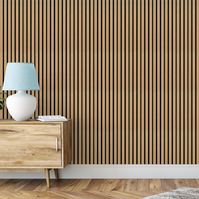 Zidni panel s lamelama MODERN LINE NORMAL Oak Black 12x122x2650mm 
