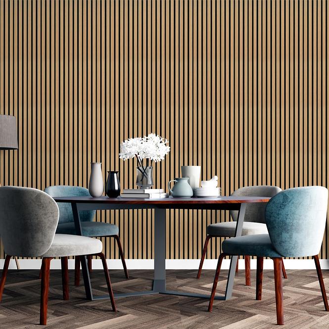 Zidni panel s lamelama MODERN LINE NORMAL Oak Black 12x122x2650mm 