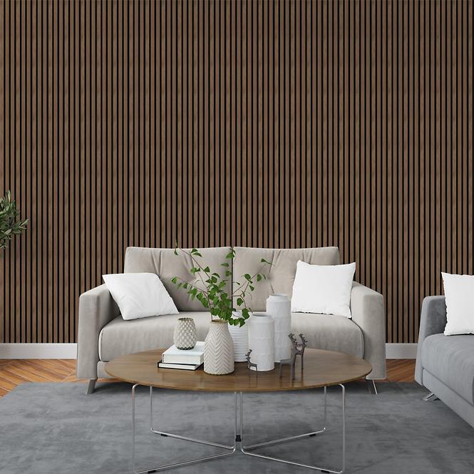 Zidni panel s lamelama MODERN LINE NORMAL Wallnut Black 12x122x2650mm 