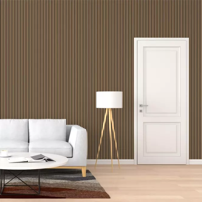 Zidni panel s lamelama MODERN LINE SLIM Oak Black 12x122x2650mm ,3