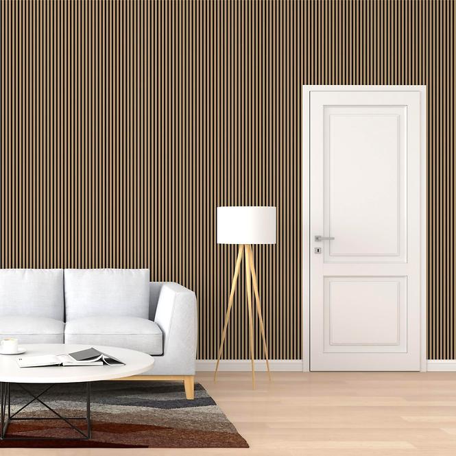 Zidni panel s lamelama MODERN LINE SLIM Oak Black 12x122x2650mm 