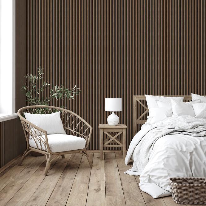 Zidni panel s lamelama MODERN LINE SLIM Wallnut Black 12x122x2650mm 