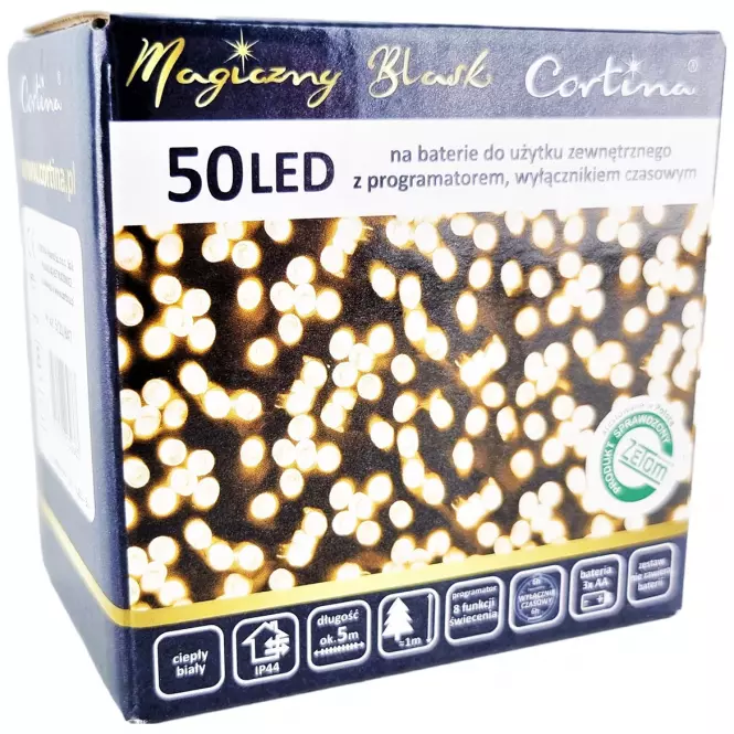 LAMPKI LED 50L NA BAT ZEW. Z PROG I TIM 5/21/BAT/WW