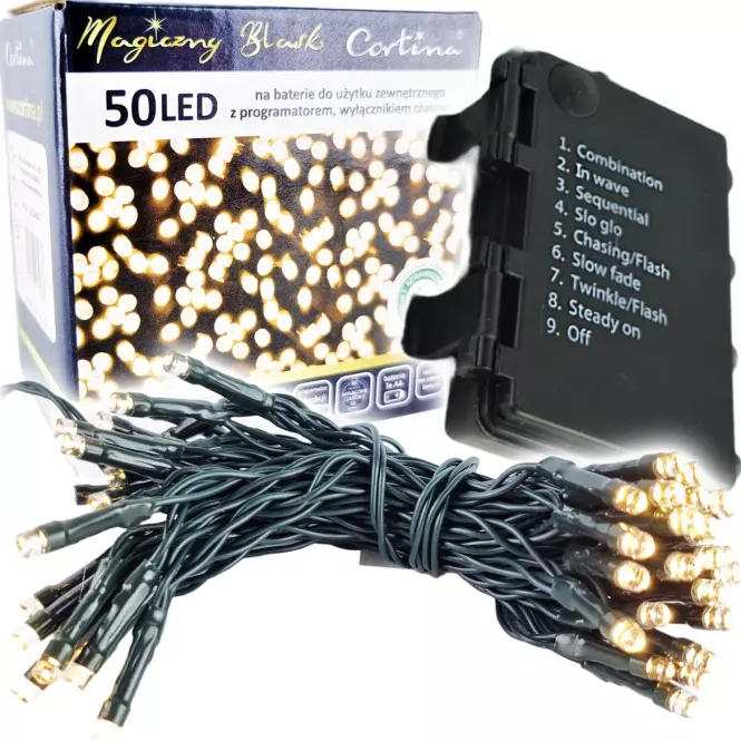 LAMPKI LED 50L NA BAT ZEW. Z PROG I TIM 5/21/BAT/WW