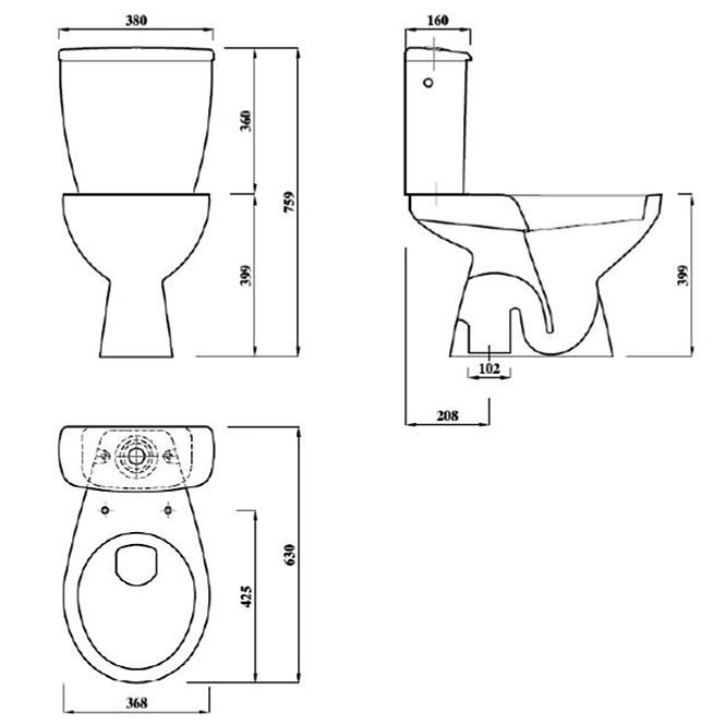 WC monoblok Atlas II New Elements B/D