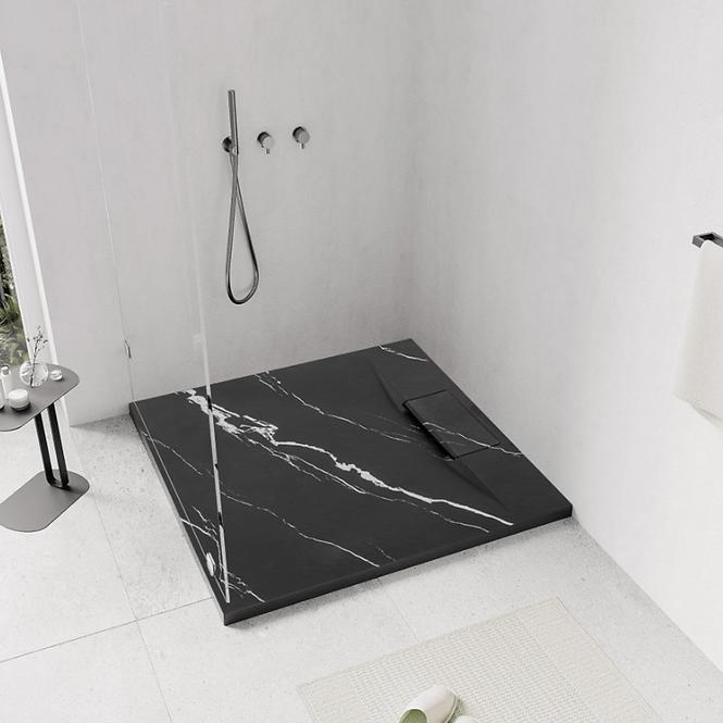 Kvadratna tuš kada Magnum Carrara Black 90x90x2,5 Rea K7003