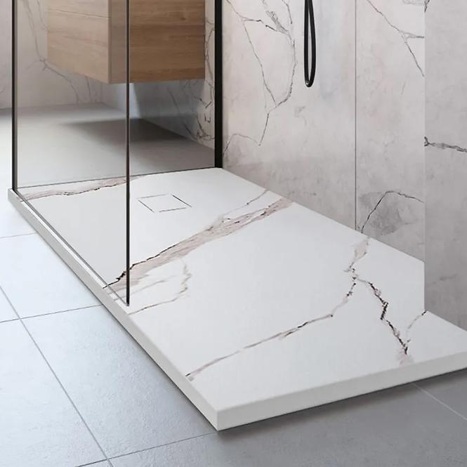 Pravokutna tuš kada Magnum Carrara White 80x100x2,5 Rea K7004