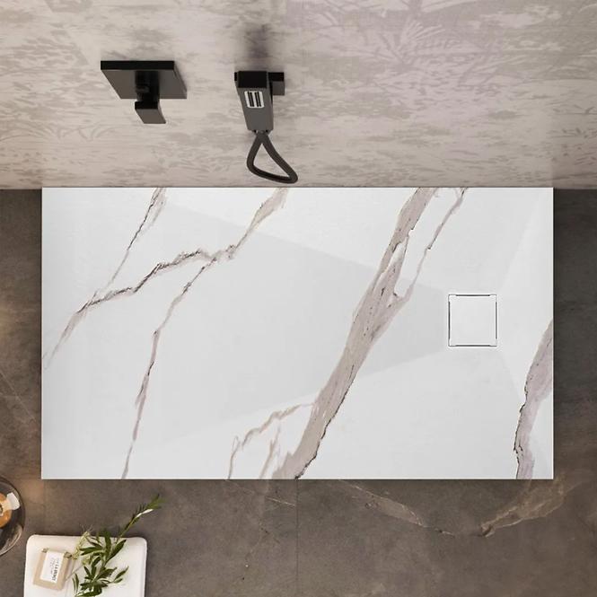 Pravokutna tuš kada Magnum Carrara White 80x100x2,5 Rea K7004