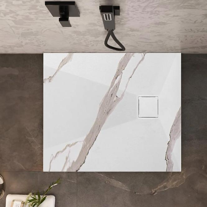 Pravokutna tuš kada Magnum Carrara White 80x100x2,5 Rea K7004