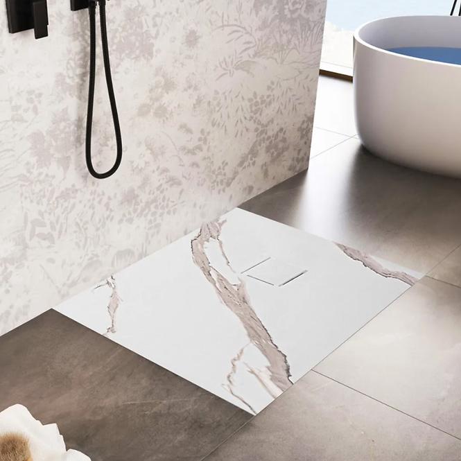 Pravokutna tuš kada Magnum Carrara White 80x100x2,5 Rea K7004