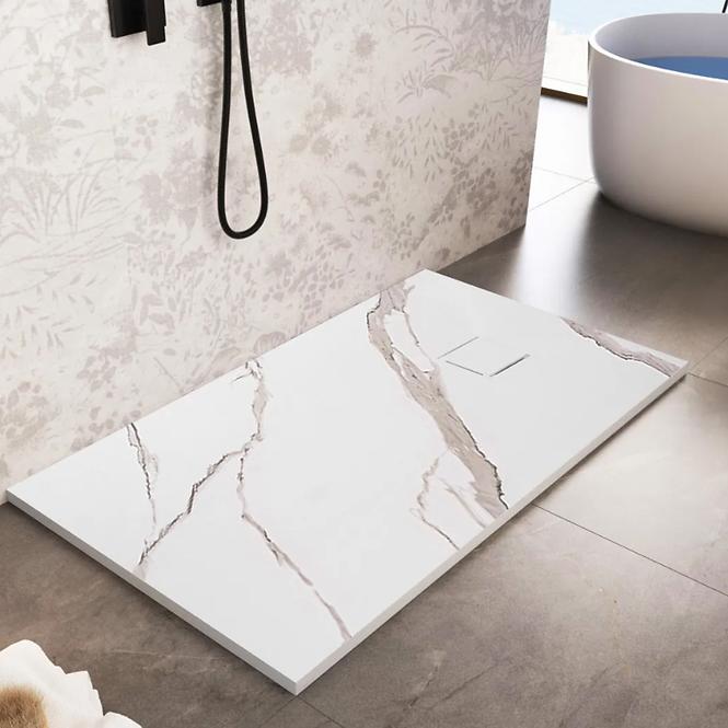 Pravokutna tuš kada Magnum Carrara White 80x100x2,5 Rea K7004