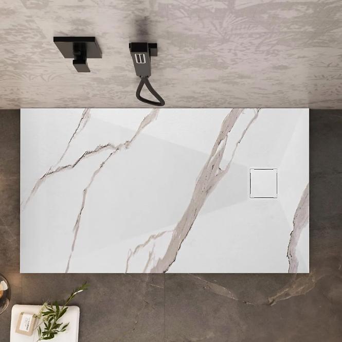 Pravokutna tuš kada Magnum Carrara White 90x120x2,5 Rea K7006