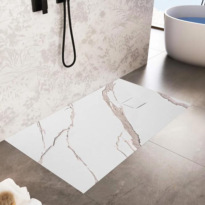 Pravokutna tuš kada Magnum Carrara White 90x120x2,5 Rea K7006