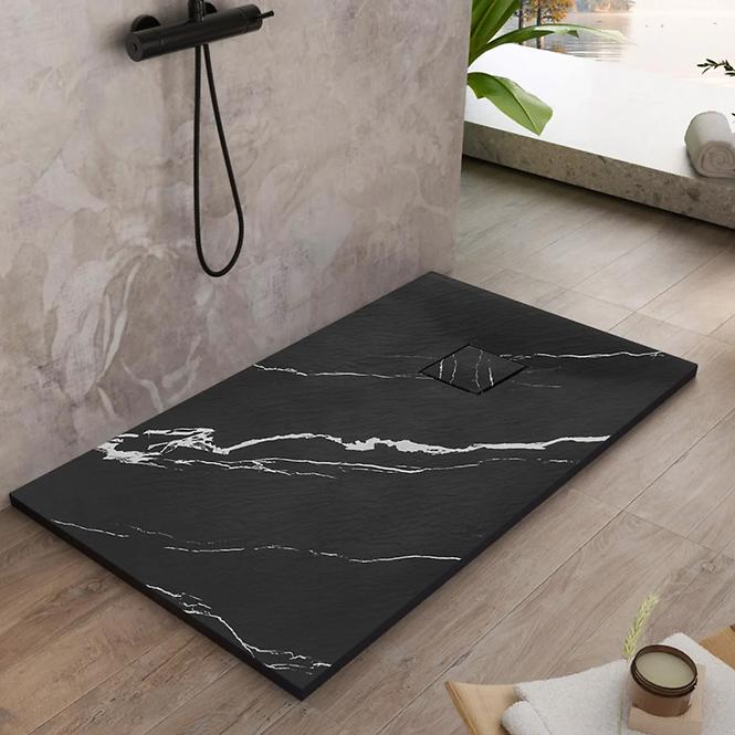 Pravokutna tuš kada Magnum Carrara Black 80x100x2,5 Rea K7007