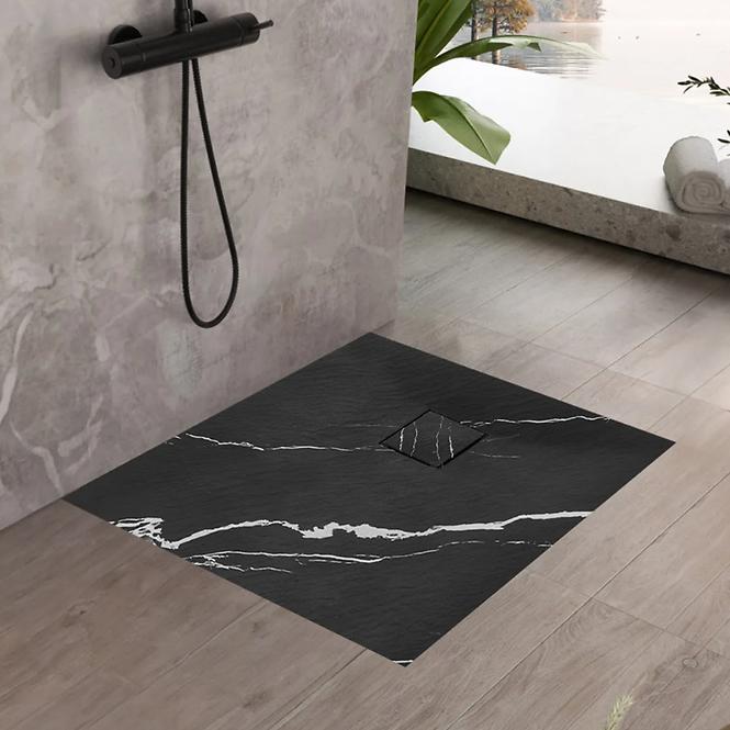 Kvadratna tuš kada Magnum Carrara Black 90x90x2,5 Rea K7008