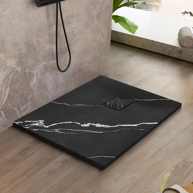 Kvadratna tuš kada Magnum Carrara Black 90x90x2,5 Rea K7008
