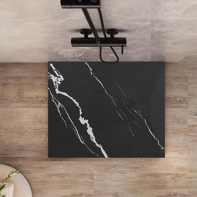 Kvadratna tuš kada Magnum Carrara Black 90x90x2,5 Rea K7008