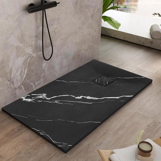 Pravokutna tuš kada Magnum Carrara Black 90x120x2,5 Rea K7009