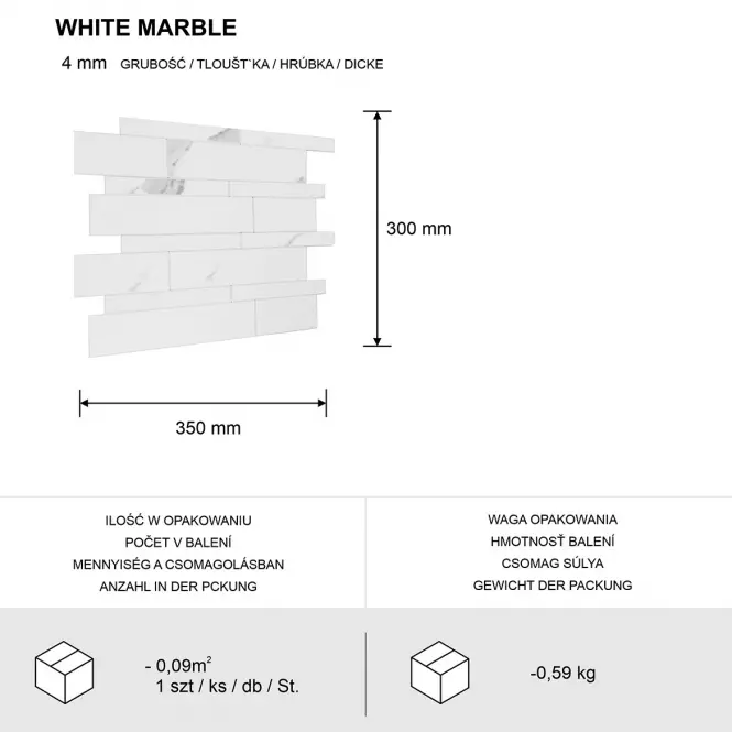 Samoljepljiva dekorativna ploča Mood White Marble,4