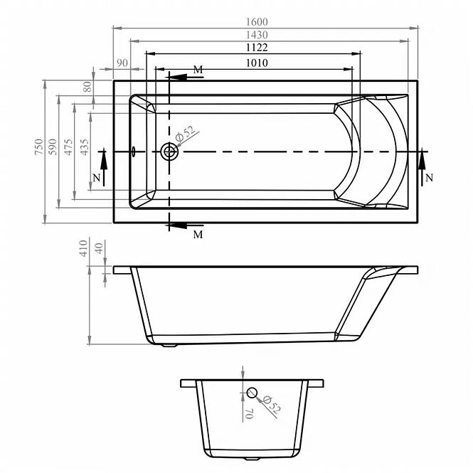 Hidromasažna Kada Brava 160/75 10VM+10ZM elektronsko upra.