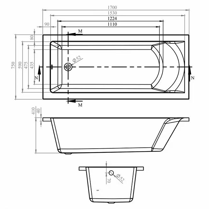 Hidromasažna Kada Brava 170/75 10VM+10ZM elektronsko upra.