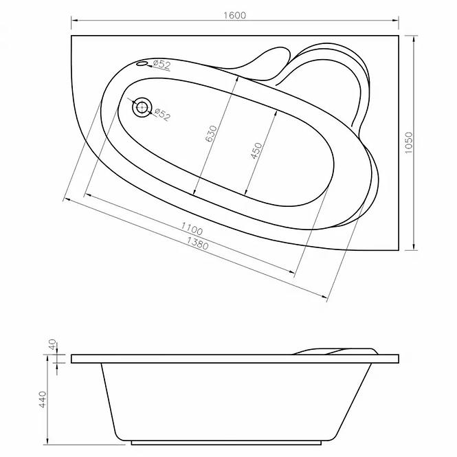 Hidromasažna Kada Madura 160/105 P 12VM+10ZM pneumatsko upra.