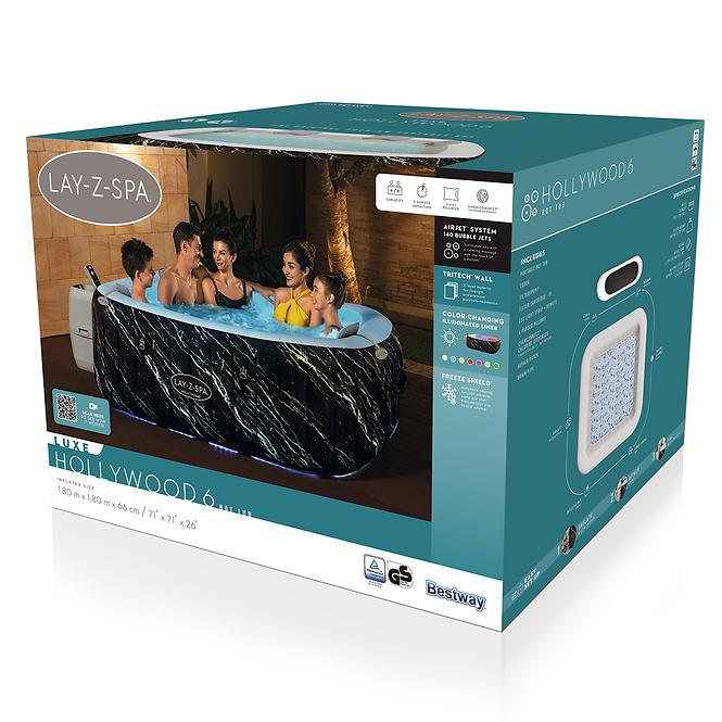 Jacuzzi Lay-z-Spa Hollywood AirJet, 180 x 180 x 66 cm, 600F1