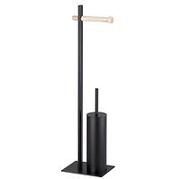Stalak za WC četku i papir crni bambus 20X16X75
