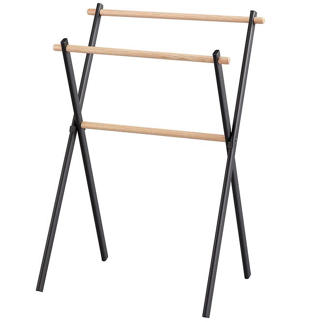Stalak za ručnike crni bambus 59X40X87