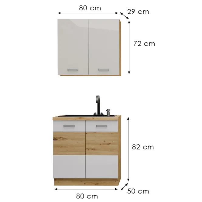 Kuhinja Artisan white 80 cm bez radne ploče,3