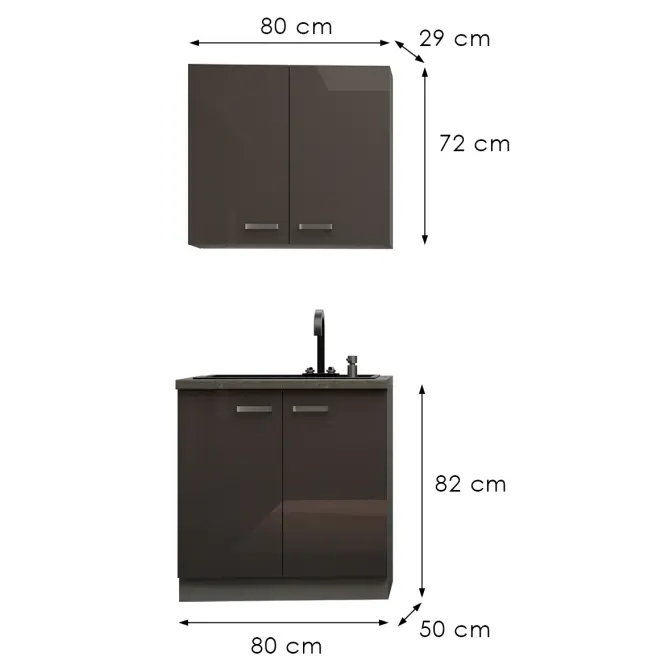 Kuhinja Grey 80 cm bez radne ploče,3