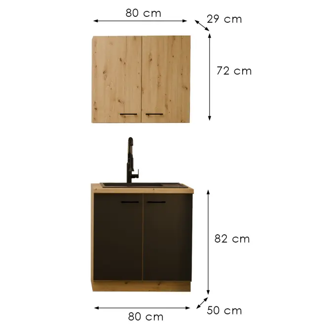Kuhinja Modena 80 cm bez radne ploče,3