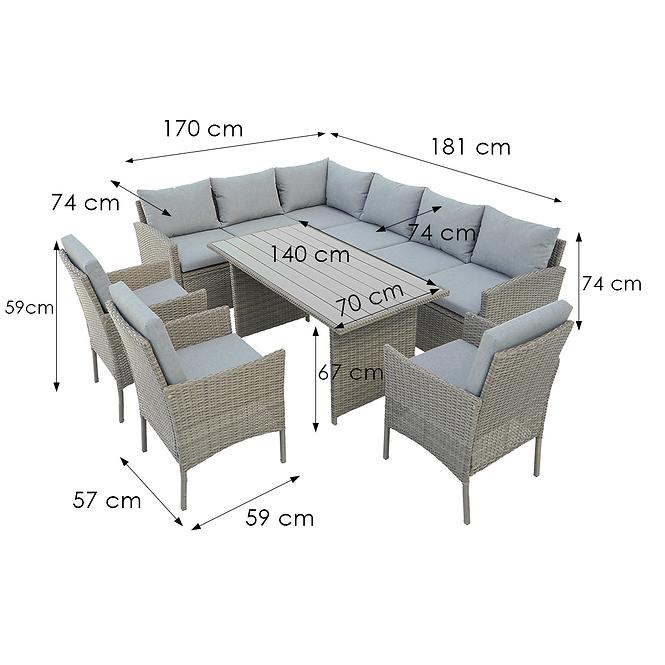 Set od umjetnog ratana Catania natural