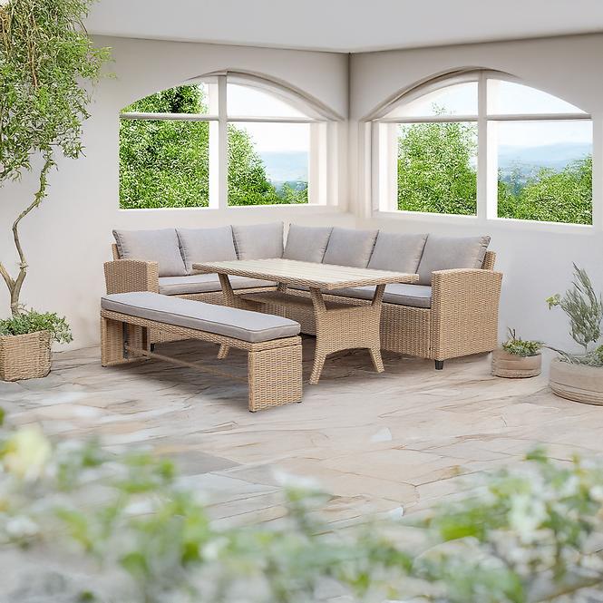 Vrtni set od umjetnog ratana Stockholm natural s klupom