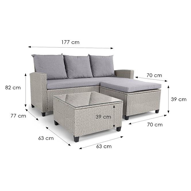 Set od umjetnog ratana Skipper sivi