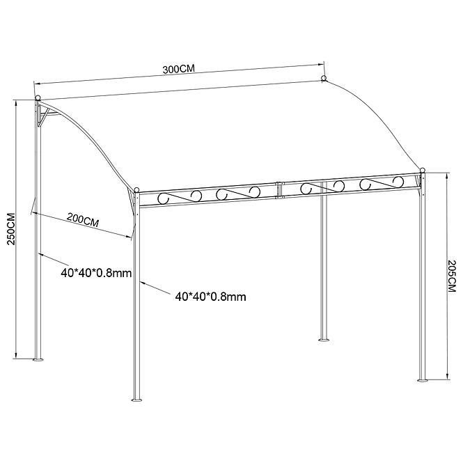 Vrtni paviljon 2x3 m bež