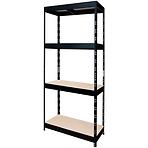 Metalni skladišni regal sa zakovicama crni 180x75x35 cm – 4 polica/200 kg