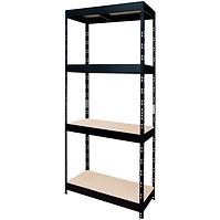 Metalni skladišni regal sa zakovicama crni 180x75x35 cm – 4 polica/200 kg