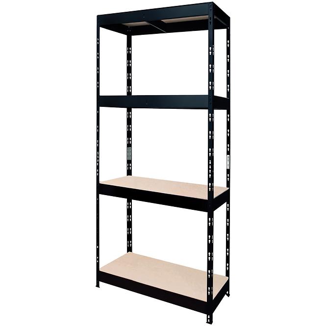 Metalni skladišni regal sa zakovicama crni 180x75x35 cm – 4 polica/200 kg